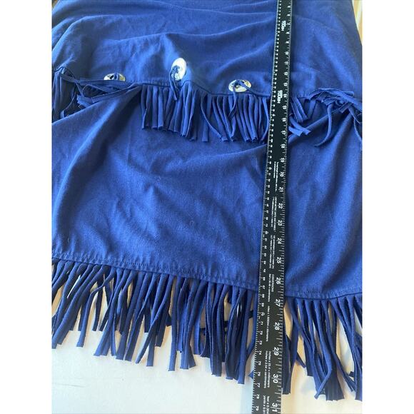 Womens Size 1XL Skirt & Shirt Set Blue w/ Fringe Conchos Western Rodeo Vintage - Picture 6 of 13
